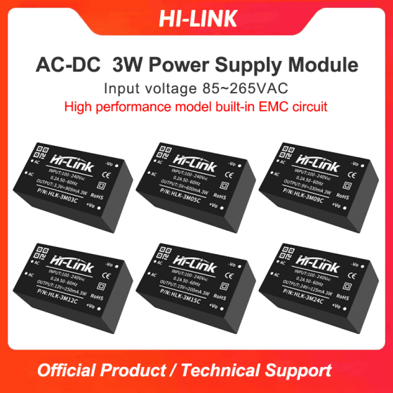 AC to DC 3W 3.3V/5V/9V/12V/15V/24V Step Down Mini Power Supply Converter Switch Power Module With EMC HLK-3M05C/3M12C/3M15C/3M24C